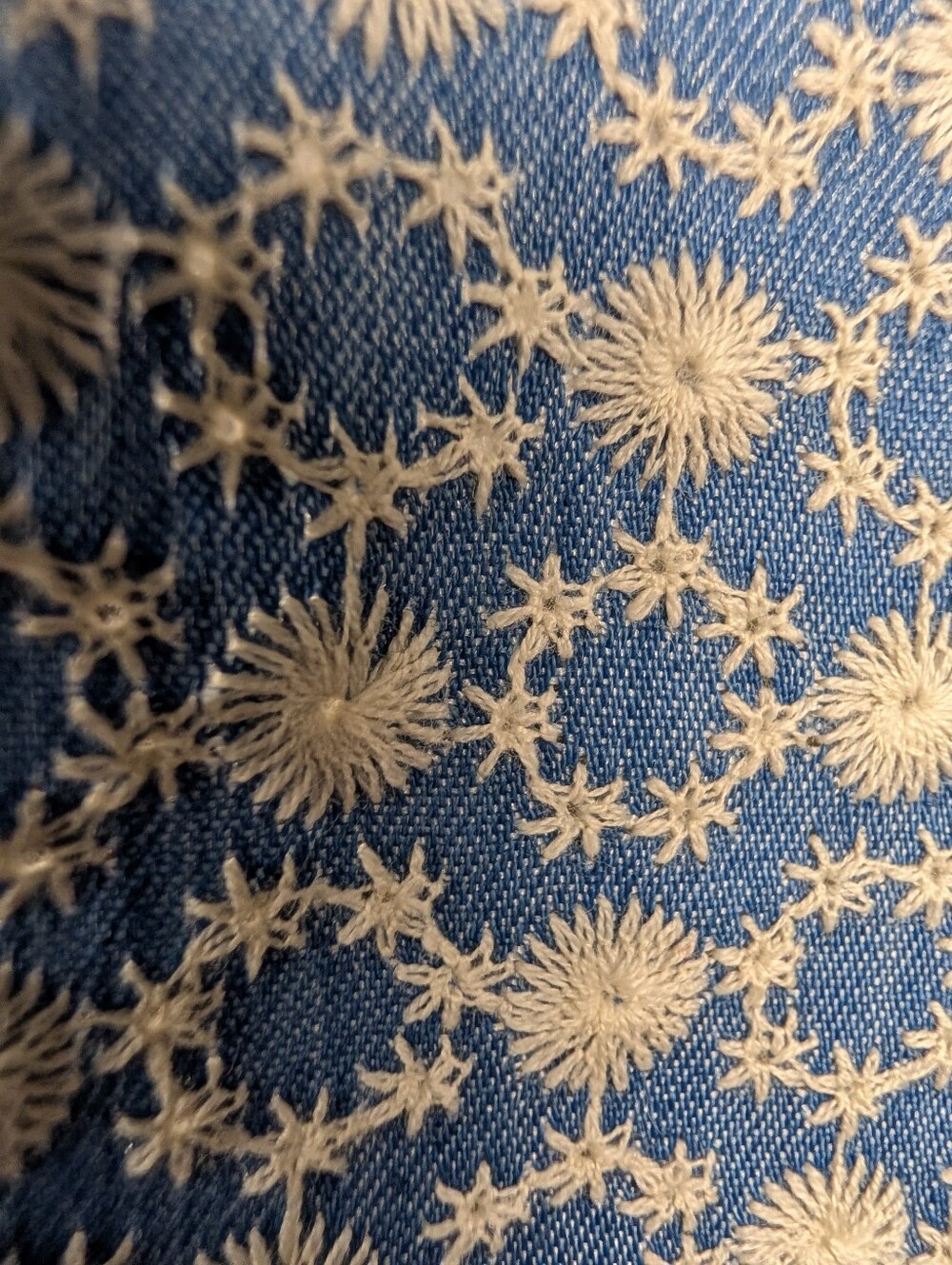 Kirious Blue White Floral Embroidered Tie Back Crop Top XL A-200 - Picture 5 of 11